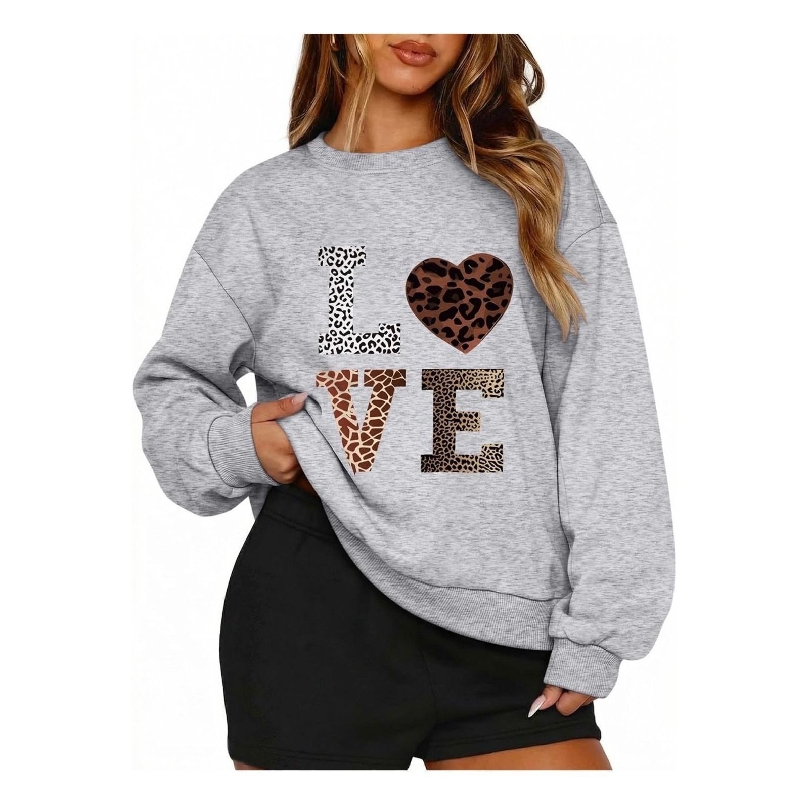 Xl Women Oversize Sweatshirt Loose-Fit Thin Top